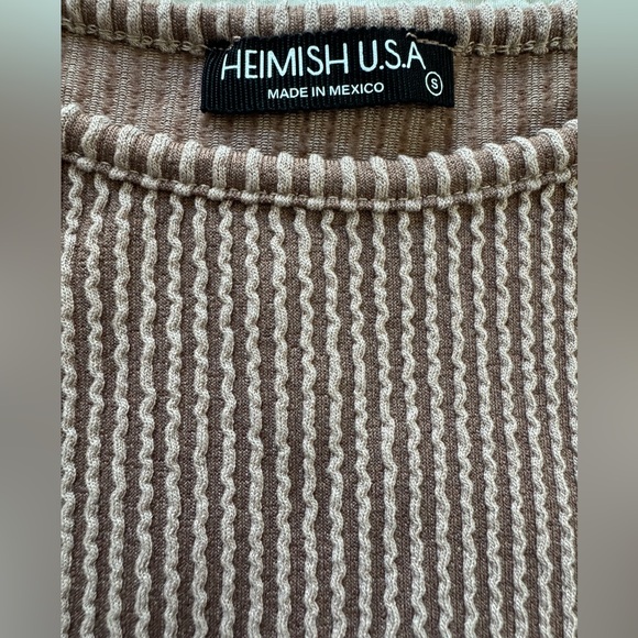 HEIMISH Chocolate Long Sleeve Solid Urban Ribbed Babydoll Mini Dress w/Pockets - Picture 2 of 6